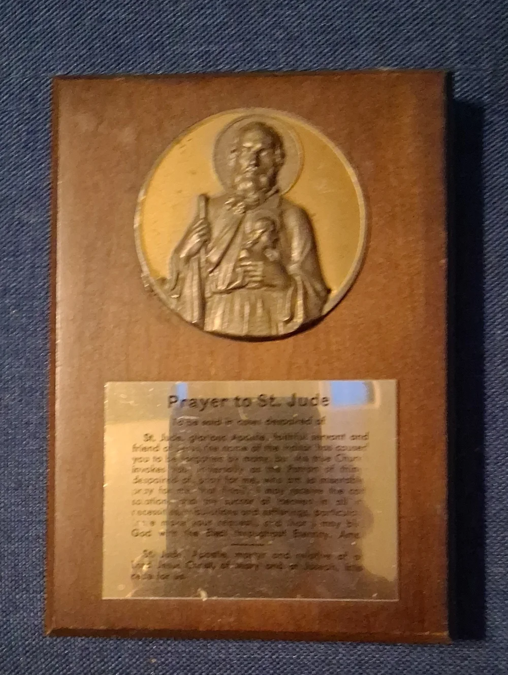 St. Jude Prayer Plaque Wall Accent in Brown and Gold